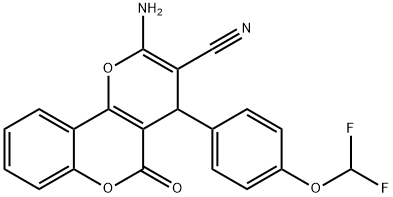 2-amino-4-[4-(difluoromethoxy)phenyl]-5-oxo-4H,5H-pyrano[3,2-c]chromene-3-carbonitrile 结构式