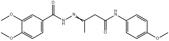 3-[(3,4-dimethoxybenzoyl)hydrazono]-N-(4-methoxyphenyl)butanamide Structure