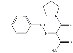 2-[(4-fluorophenyl)hydrazono]-3-oxo-3-(1-pyrrolidinyl)propanethioamide Structure