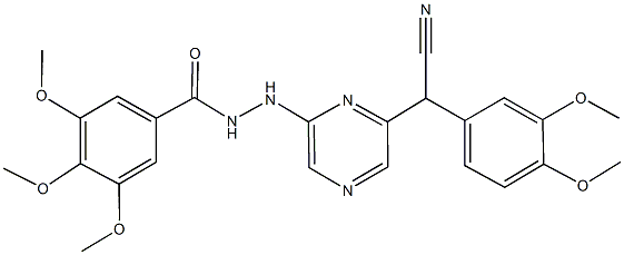 N'-{6-[cyano(3,4-dimethoxyphenyl)methyl]-2-pyrazinyl}-3,4,5-trimethoxybenzohydrazide Struktur