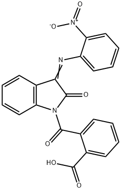 2-{[3-({2-nitrophenyl}imino)-2-oxo-2,3-dihydro-1H-indol-1-yl]carbonyl}benzoic acid Structure