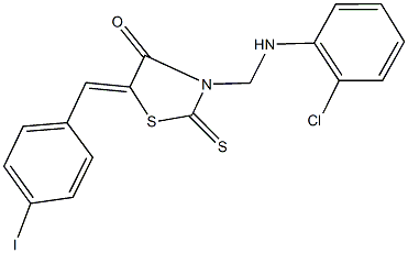3-[(2-chloroanilino)methyl]-5-(4-iodobenzylidene)-2-thioxo-1,3-thiazolidin-4-one,342788-69-6,结构式