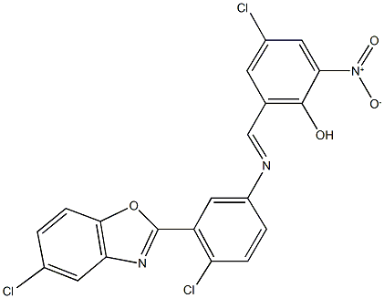 4-chloro-2-({[4-chloro-3-(5-chloro-1,3-benzoxazol-2-yl)phenyl]imino}methyl)-6-nitrophenol,342788-99-2,结构式