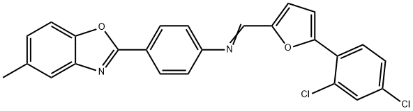 N-{[5-(2,4-dichlorophenyl)-2-furyl]methylene}-N-[4-(5-methyl-1,3-benzoxazol-2-yl)phenyl]amine Struktur