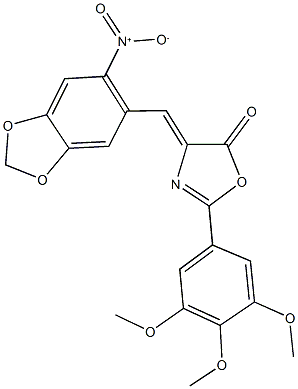 4-({6-nitro-1,3-benzodioxol-5-yl}methylene)-2-(3,4,5-trimethoxyphenyl)-1,3-oxazol-5(4H)-one Structure