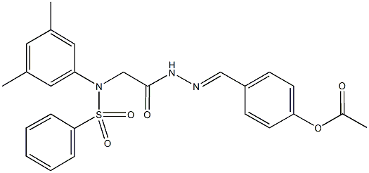 4-(2-{[3,5-dimethyl(phenylsulfonyl)anilino]acetyl}carbohydrazonoyl)phenyl acetate Struktur