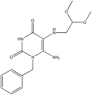 6-amino-1-benzyl-5-[(2,2-dimethoxyethyl)amino]-2,4(1H,3H)-pyrimidinedione 结构式