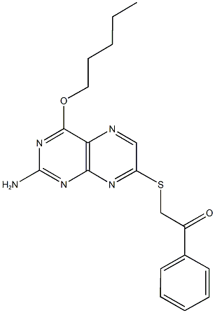 2-{[2-amino-4-(pentyloxy)-7-pteridinyl]sulfanyl}-1-phenylethanone,343347-23-9,结构式