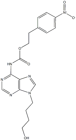 2-{4-nitrophenyl}ethyl 9-(4-hydroxybutyl)-9H-purin-6-ylcarbamate Struktur