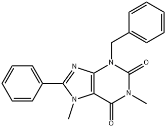 3-benzyl-1,7-dimethyl-8-phenyl-3,7-dihydro-1H-purine-2,6-dione Struktur