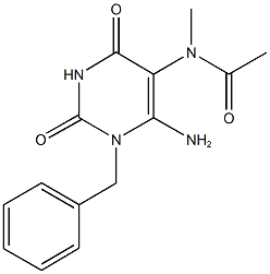 N-(6-amino-1-benzyl-2,4-dioxo-1,2,3,4-tetrahydro-5-pyrimidinyl)-N-methylacetamide Struktur