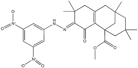 methyl 4-({3,5-bisnitrophenyl}hydrazono)-5,5,9,11,11-pentamethyl-3-oxotricyclo[7.3.1.0~2,7~]tridec-2(7)-ene-1-carboxylate Structure