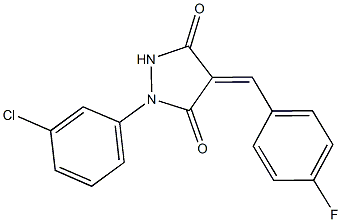 1-(3-chlorophenyl)-4-(4-fluorobenzylidene)-3,5-pyrazolidinedione 化学構造式