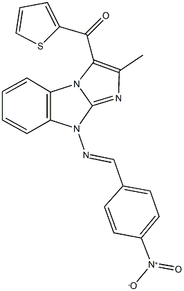 [9-({4-nitrobenzylidene}amino)-2-methyl-9H-imidazo[1,2-a]benzimidazol-3-yl](2-thienyl)methanone 结构式