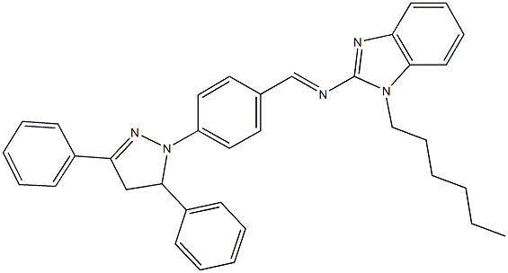 N-[4-(3,5-diphenyl-4,5-dihydro-1H-pyrazol-1-yl)benzylidene]-N-(1-hexyl-1H-benzimidazol-2-yl)amine Structure