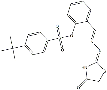 2-[2-(4-oxo-1,3-thiazolidin-2-ylidene)carbohydrazonoyl]phenyl 4-tert-butylbenzenesulfonate Structure