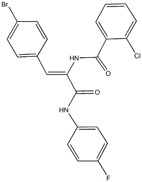 N-{2-(4-bromophenyl)-1-[(4-fluoroanilino)carbonyl]vinyl}-2-chlorobenzamide 化学構造式