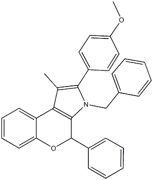 4-(3-benzyl-1-methyl-4-phenyl-3,4-dihydrochromeno[3,4-b]pyrrol-2-yl)phenyl methyl ether 结构式