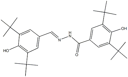 3,5-ditert-butyl-N'-(3,5-ditert-butyl-4-hydroxybenzylidene)-4-hydroxybenzohydrazide 化学構造式