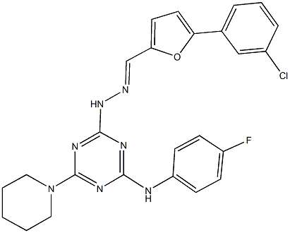 5-(3-chlorophenyl)-2-furaldehyde [4-(4-fluoroanilino)-6-(1-piperidinyl)-1,3,5-triazin-2-yl]hydrazone|