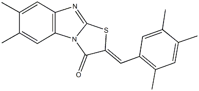 6,7-dimethyl-2-(2,4,5-trimethylbenzylidene)[1,3]thiazolo[3,2-a]benzimidazol-3(2H)-one Structure