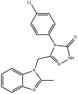 4-(4-chlorophenyl)-5-[(2-methyl-1H-benzimidazol-1-yl)methyl]-4H-1,2,4-triazole-3-thiol 化学構造式