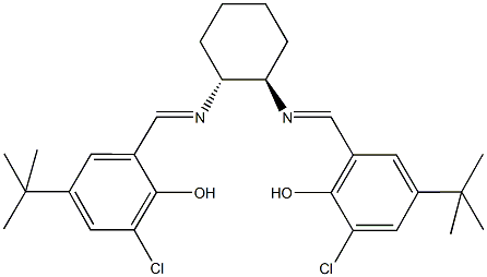 4-tert-butyl-2-[({2-[(5-tert-butyl-3-chloro-2-hydroxybenzylidene)amino]cyclohexyl}imino)methyl]-6-chlorophenol 化学構造式