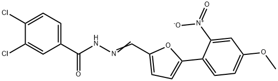 3,4-dichloro-N'-[(5-{2-nitro-4-methoxyphenyl}-2-furyl)methylene]benzohydrazide 化学構造式