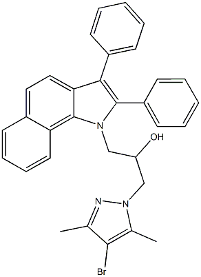1-(4-bromo-3,5-dimethyl-1H-pyrazol-1-yl)-3-(2,3-diphenyl-1H-benzo[g]indol-1-yl)-2-propanol,345244-91-9,结构式