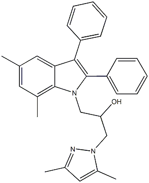 1-(5,7-dimethyl-2,3-diphenyl-1H-indol-1-yl)-3-(3,5-dimethyl-1H-pyrazol-1-yl)-2-propanol,345244-94-2,结构式