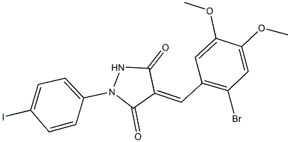 4-(2-bromo-4,5-dimethoxybenzylidene)-1-(4-iodophenyl)-3,5-pyrazolidinedione Structure