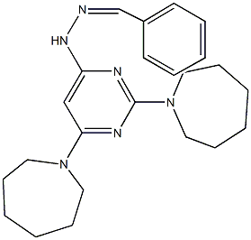 benzaldehyde [2,6-di(1-azepanyl)-4-pyrimidinyl]hydrazone Structure