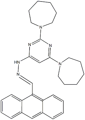 9-anthracenecarbaldehyde [2,6-di(1-azepanyl)-4-pyrimidinyl]hydrazone 结构式
