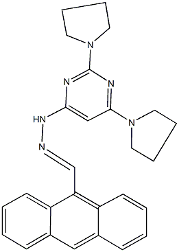 9-anthracenecarbaldehyde [2,6-di(1-pyrrolidinyl)-4-pyrimidinyl]hydrazone Structure