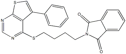 2-{4-[(5-phenylthieno[2,3-d]pyrimidin-4-yl)sulfanyl]butyl}-1H-isoindole-1,3(2H)-dione,345616-26-4,结构式