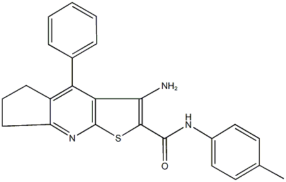 3-amino-N-(4-methylphenyl)-4-phenyl-6,7-dihydro-5H-cyclopenta[b]thieno[3,2-e]pyridine-2-carboxamide 结构式