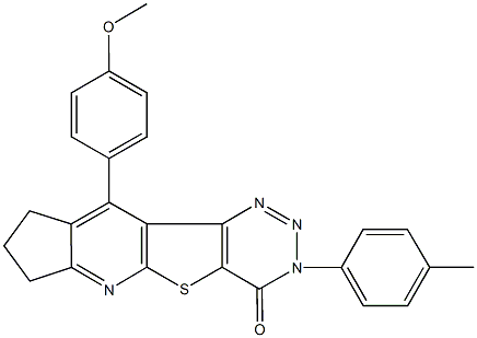 10-(4-methoxyphenyl)-3-(4-methylphenyl)-8,9-dihydro-3H-cyclopenta[5',6']pyrido[3',2':4,5]thieno[3,2-d][1,2,3]triazin-4(7H)-one Struktur