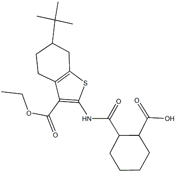 2-({[6-tert-butyl-3-(ethoxycarbonyl)-4,5,6,7-tetrahydro-1-benzothien-2-yl]amino}carbonyl)cyclohexanecarboxylic acid,345950-93-8,结构式