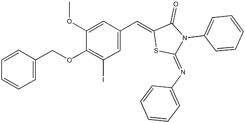 345973-75-3 5-[4-(benzyloxy)-3-iodo-5-methoxybenzylidene]-3-phenyl-2-(phenylimino)-1,3-thiazolidin-4-one