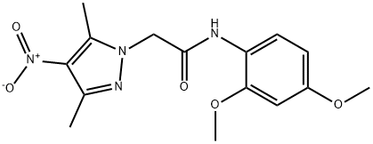 N-(2,4-dimethoxyphenyl)-2-{4-nitro-3,5-dimethyl-1H-pyrazol-1-yl}acetamide Struktur