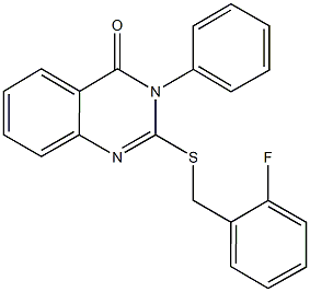 2-[(2-fluorobenzyl)sulfanyl]-3-phenyl-4(3H)-quinazolinone Struktur