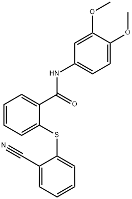 2-[(2-cyanophenyl)sulfanyl]-N-(3,4-dimethoxyphenyl)benzamide Struktur