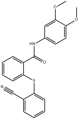 2-[(2-cyanophenyl)sulfanyl]-N-(3,4-dimethoxyphenyl)benzamide 结构式