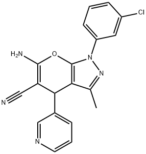 346436-55-3 6-amino-1-(3-chlorophenyl)-3-methyl-4-(3-pyridinyl)-1,4-dihydropyrano[2,3-c]pyrazole-5-carbonitrile