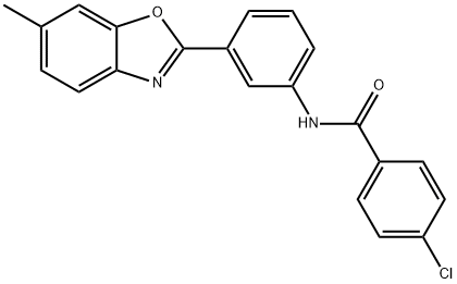 4-chloro-N-[3-(6-methyl-1,3-benzoxazol-2-yl)phenyl]benzamide 结构式
