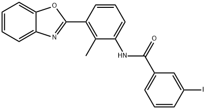 N-[3-(1,3-benzoxazol-2-yl)-2-methylphenyl]-3-iodobenzamide 化学構造式
