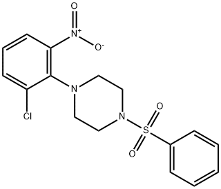 1-{2-chloro-6-nitrophenyl}-4-(phenylsulfonyl)piperazine 化学構造式