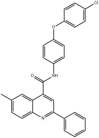 N-[4-(4-chlorophenoxy)phenyl]-6-methyl-2-phenyl-4-quinolinecarboxamide 结构式