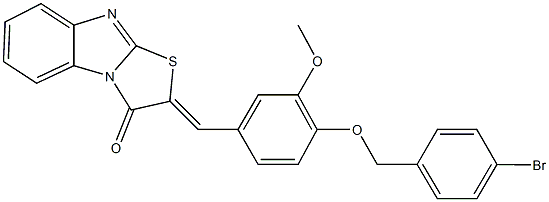 2-{4-[(4-bromobenzyl)oxy]-3-methoxybenzylidene}[1,3]thiazolo[3,2-a]benzimidazol-3(2H)-one Structure