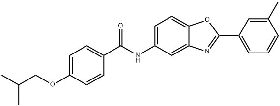 4-isobutoxy-N-[2-(3-methylphenyl)-1,3-benzoxazol-5-yl]benzamide 化学構造式